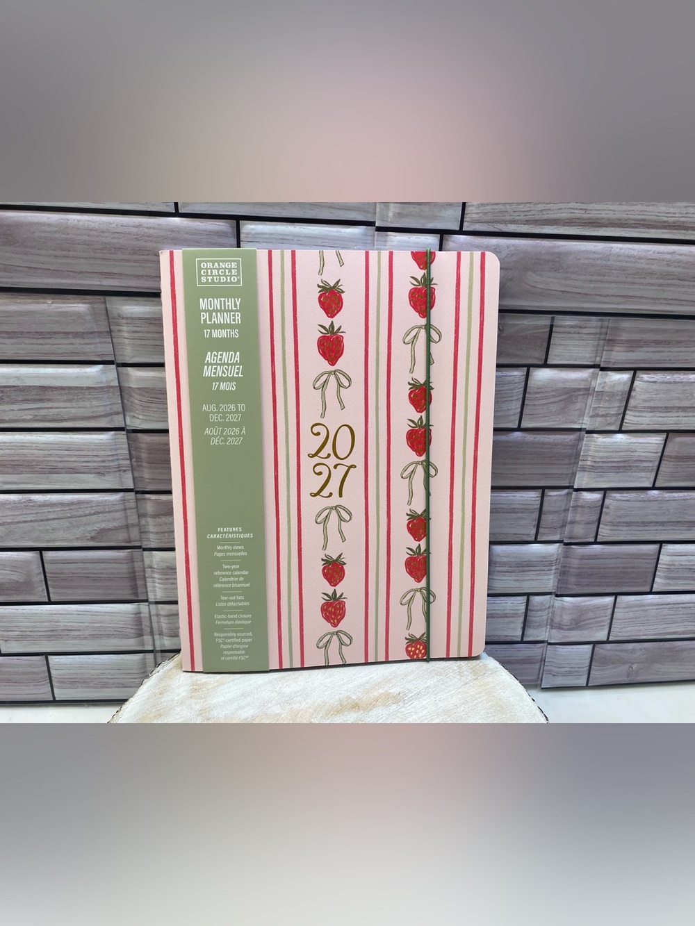 OCS❤️2027 Monthly Planner 17-month  Pink  Strawberries and Bow NWT